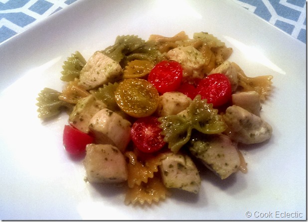 pesto pasta with chicken and tomatoes
